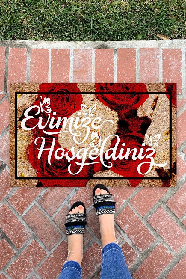 Red Rose Indoor and Outdoor Decorative Multi-Purpose Door Mat