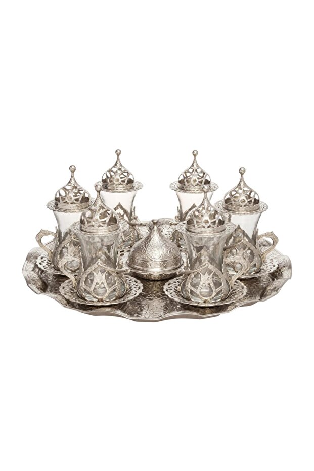 طقم عرض شاي الأمير بزخارف عثمانية - أبيض Crst740
