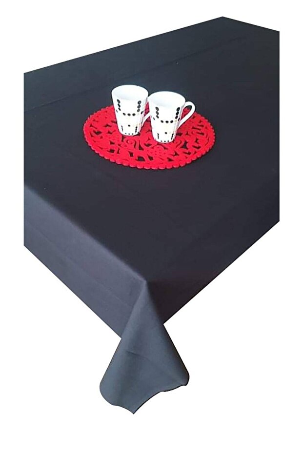 Black Care Free Stain Resistant Duck Fabric Kitchen Table Cloth