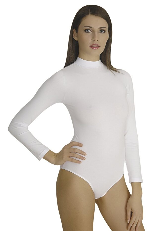 Women's Long Sleeve Snap Fastener Modal Body 0811 | White