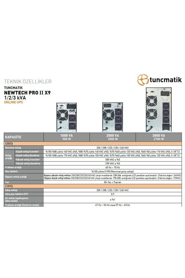 Tsk5303 Online Newtech Pro Iı X9 1kva 1/1 Faz (2x 12v 9ah Akü) Ups - 4