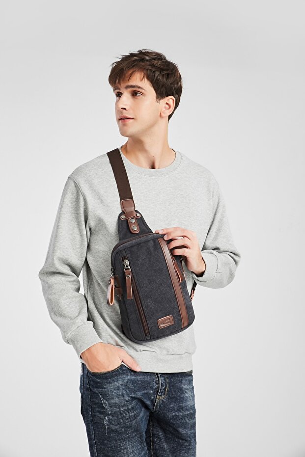 C-active Bady Bag Kanvas Çanta Gri - 7