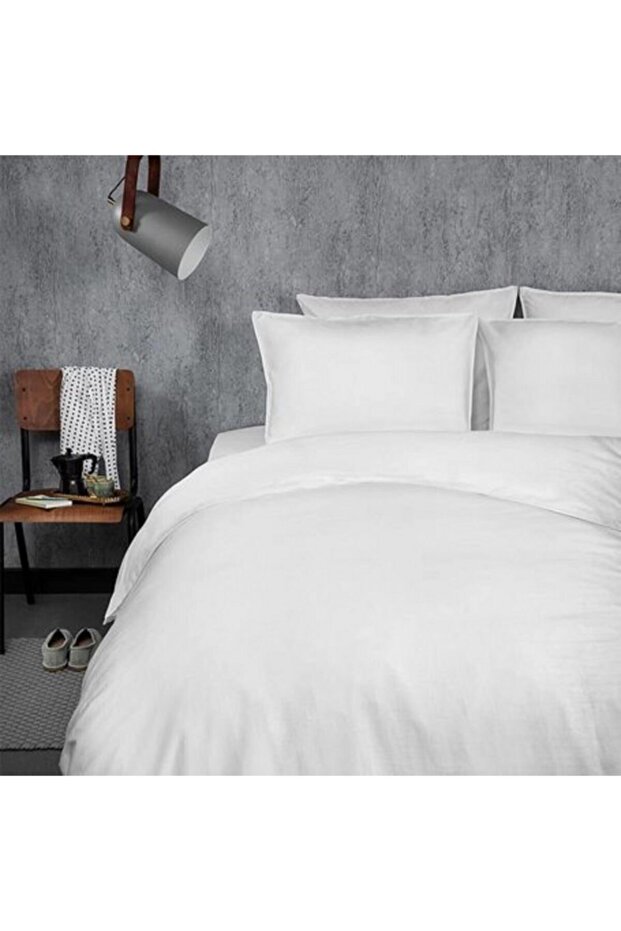 Life Plain White Cotton Double Duvet Cover Set Ün603