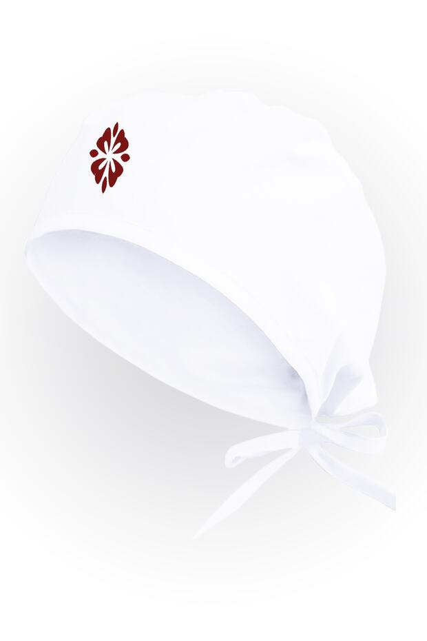 Unisex White Vav Themed Hospital Cap