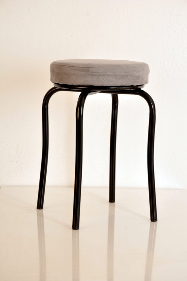 4 Pcs Gray Foal Black Profile Stool Metal Stool Kitchen Stool Thick Stool