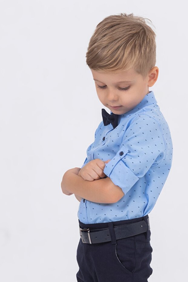 بدلة قميص للأولاد بنمط أوراق الشجر - 4