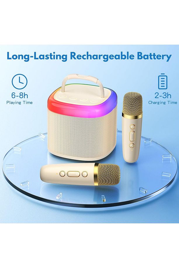 Mini Karaoke Makinesi, Çocuklar ve Yetişkinler için Taşınabilir Bluetooth Karaoke Hoparlörü - 7