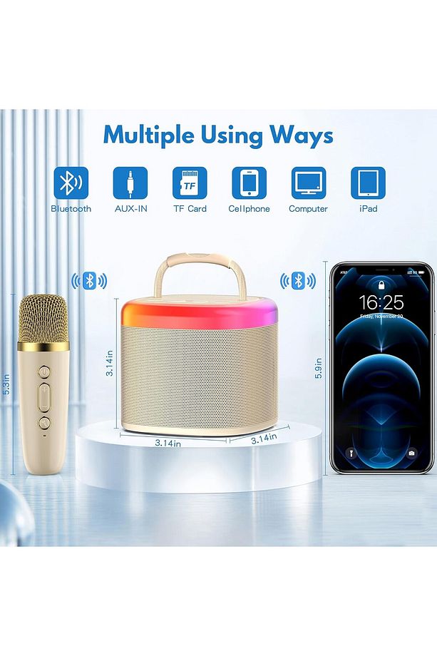 Mini Karaoke Makinesi, Çocuklar ve Yetişkinler için Taşınabilir Bluetooth Karaoke Hoparlörü - 3