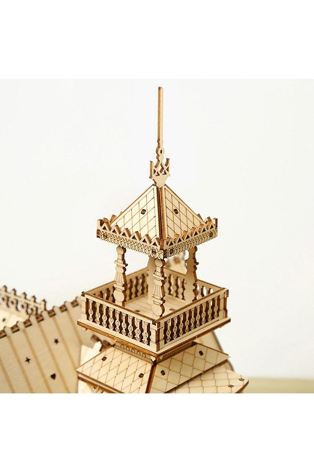 3D ahşap yapboz kilit seti, mimari model kiti, yetişkinler için kendi ahşap el işi kitinizi yapın - 4