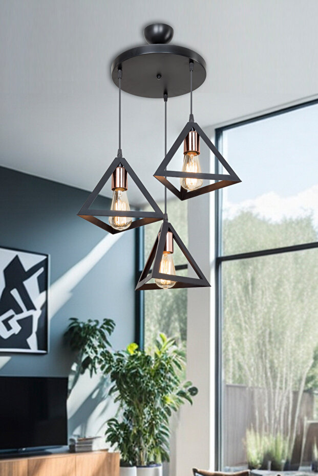 PRİZMA 3'LÜ TEPSİ SİYAH-BAKIR - 1