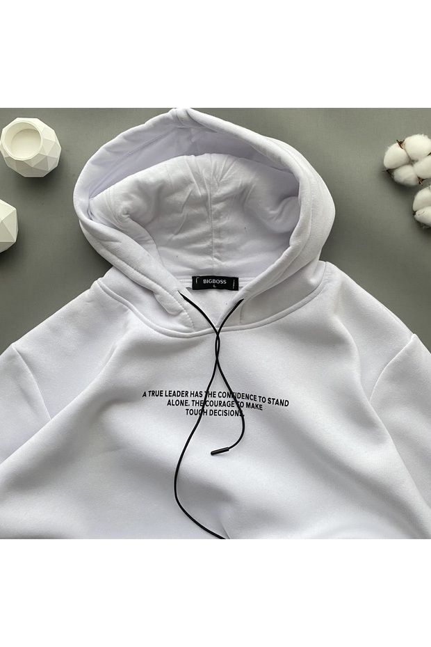 Kapüşonlu baskılı sweatshirt - 3