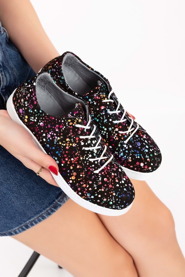 Women's Genuine Leather Pattern Detailed Daily Casual Shoes Gnd.109