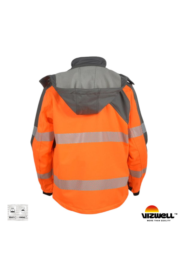 ™ Reflektörlü Softshell Model Teknik Turuncu Mont - 2