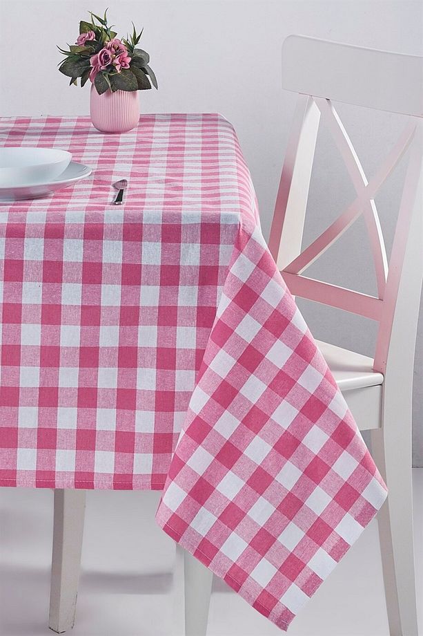 Pembe/beyaz Kareli Masa Örtüsü - Çok Amaçlı Piknik & Mutfak Masa Örtüsü - 2