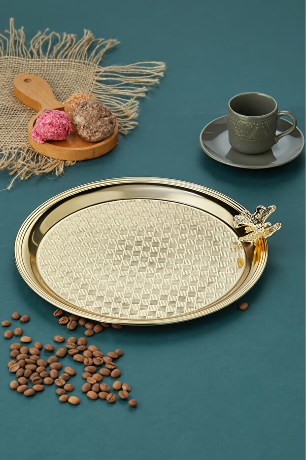 صينية تقديم دائرية على شكل فراشة - 2