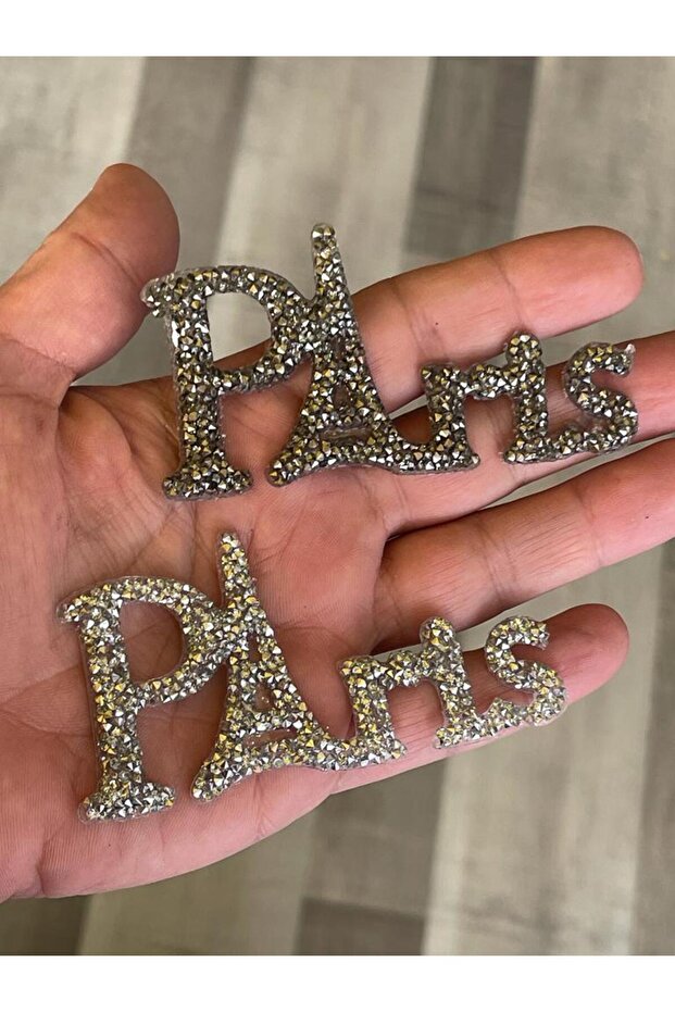 9x4 Cm 2 Pieces Iron-on Adhesive Silver and Smoked Paris Written Applique Coat of Arms Patch Sewing Accessory