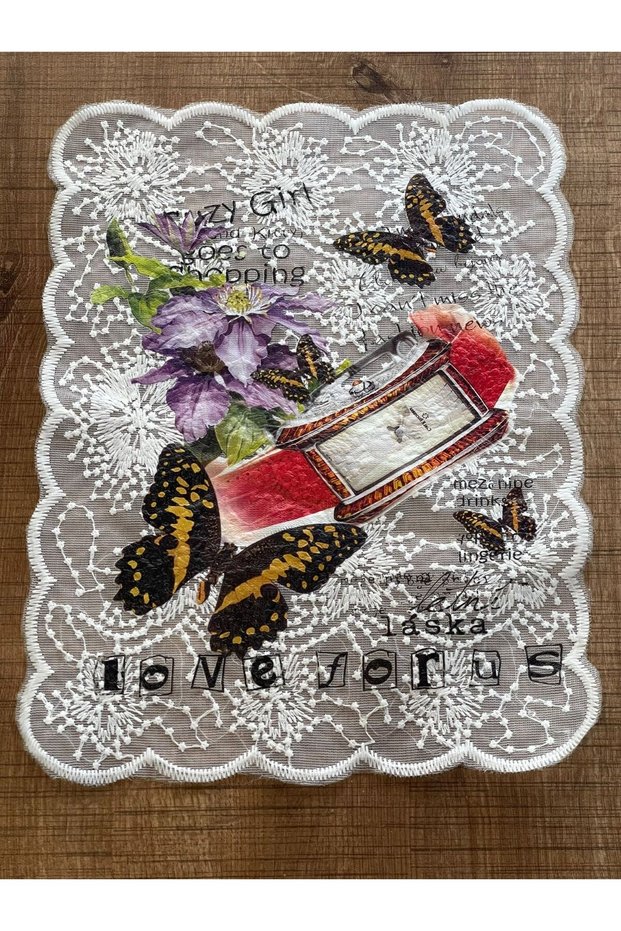 30x22 Cm Butterflies on White Tulle Applique Rigging Patch Sewing Accessory