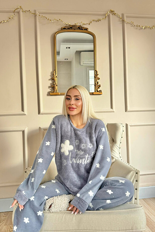 Set de pijamale de pluș pentru femei indigo Hello Winter - 3
