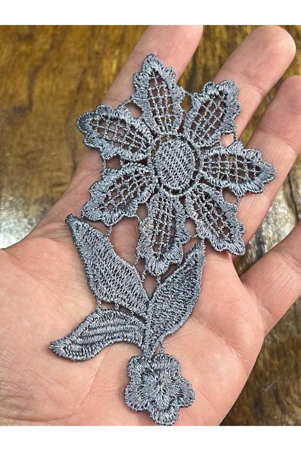 11x6 Cm Gray Embroidery Guipure Applique Rigging Sewing Accessory