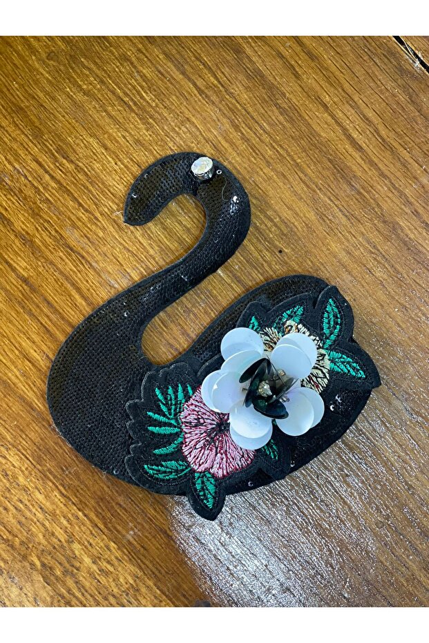 12x12 Cm Sequined Swan Embossed Applique Rigging Sewing Clothing Hobby Accessory