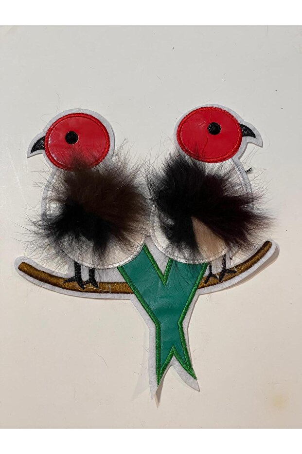 22x20 Cm Double Pom Pom Bird Applique Patch Rigging Sewing Accessory