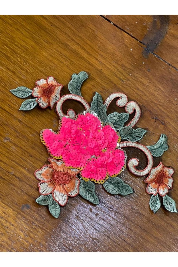 18x14 Cm Colorful Embroidery Embroidered Sequin Sequined Floral Applique Rigging Sewing Hobby Accessory