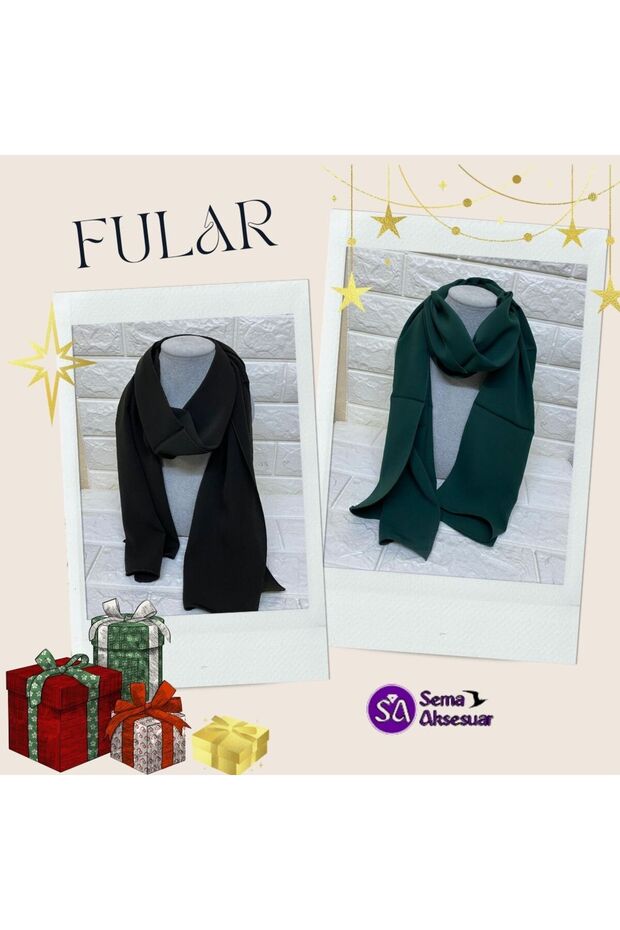 2 Pieces Brown and Green Color Fabric Plain Long Scarf - Shawl - Mother's Day Gift