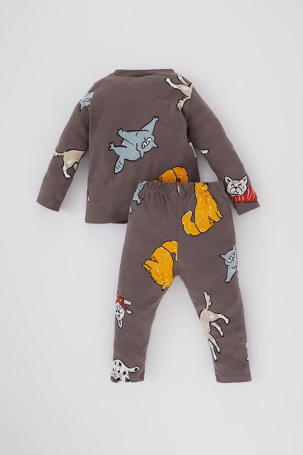 Erkek Bebek Pijama Takımı Köpek Desenli Bisiklet Yaka Uzun Kollu Üst Uzun Alt Y4062a224sp - 5