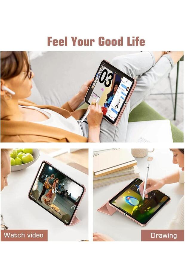 Apple Ipad Air 1 / 2 Ipad 5th / 6th Generation 9.7 Case Pu Leather Smart Case A1566 A1567 Rose Gold - 6