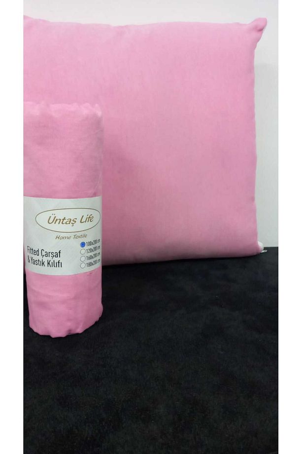 ÜNTAŞ SERENAT DÜZ PEMBE TEK KİŞİLİK LASTİKLİ ÇARŞAF VE YASTIK KILIFI 100X200 - 2