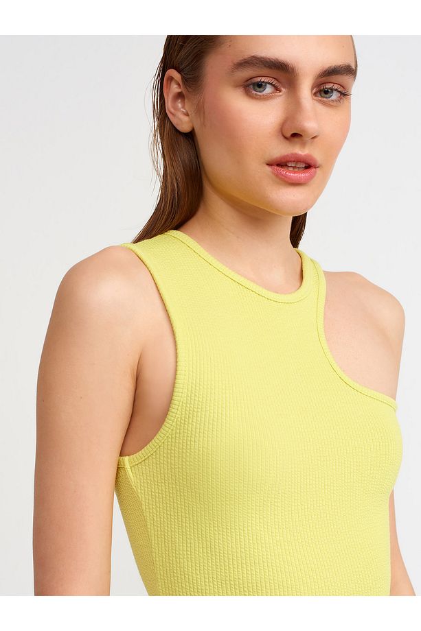 9136 Fitilli Mini Elbise-lime - 3