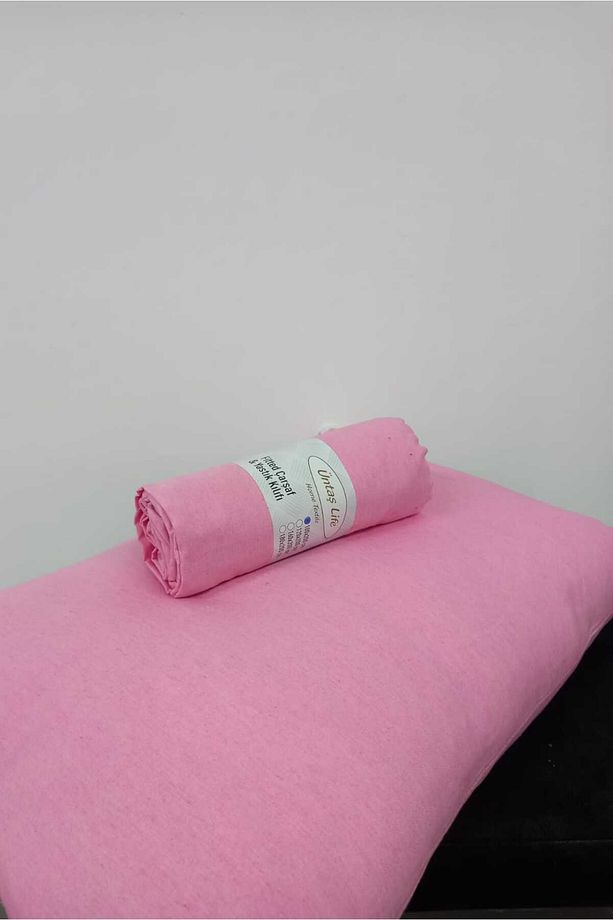 ÜNTAŞ SERENAT DÜZ PEMBE TEK KİŞİLİK LASTİKLİ ÇARŞAF VE YASTIK KILIFI 100X200 - 3