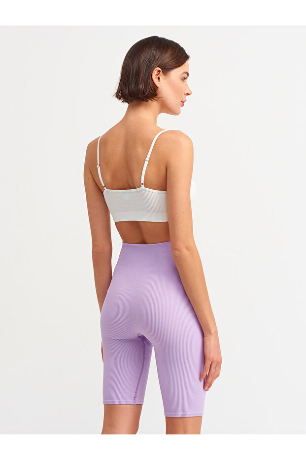 7929 Yüksek Bel Biker Şort-lila - 4