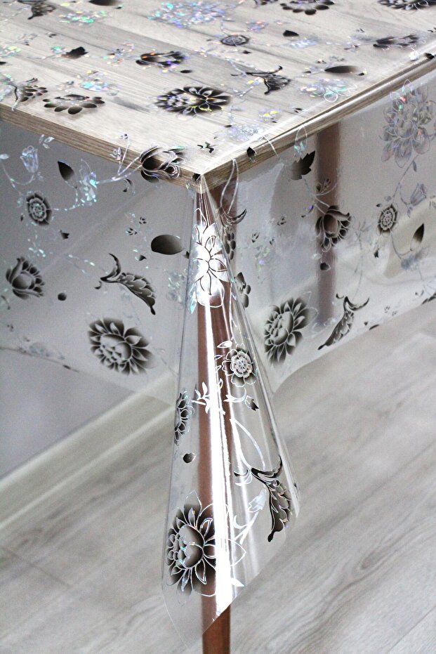 Pvc Transparent Erasable Oilcloth Tablecloth 014-Black Rose