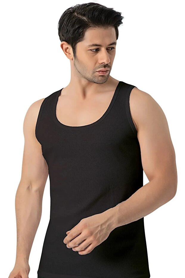 6 Pieces, Special Woven Ribbed Camisole 100% Cotton Men's Tank Top