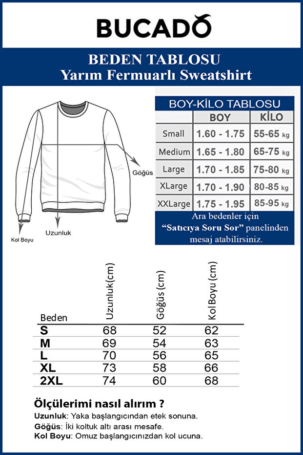 Men's Navy Blue Half Zipper Basic Plain Sweatshirt - 4