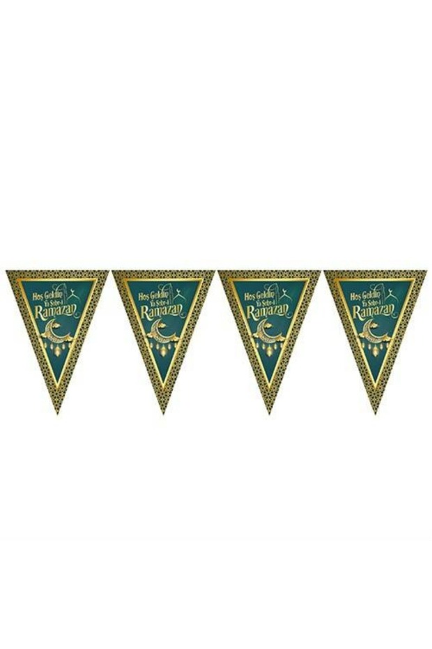 Triangle Pennant 180 Cm 10 Flags Eid al-Fitr Religious Islamic Ornament with Welcome Ya Şehri Ramadan