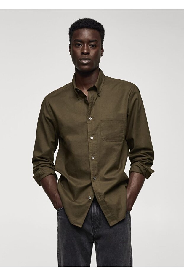 Regular fit pamuklu Oxford gömlek - 1