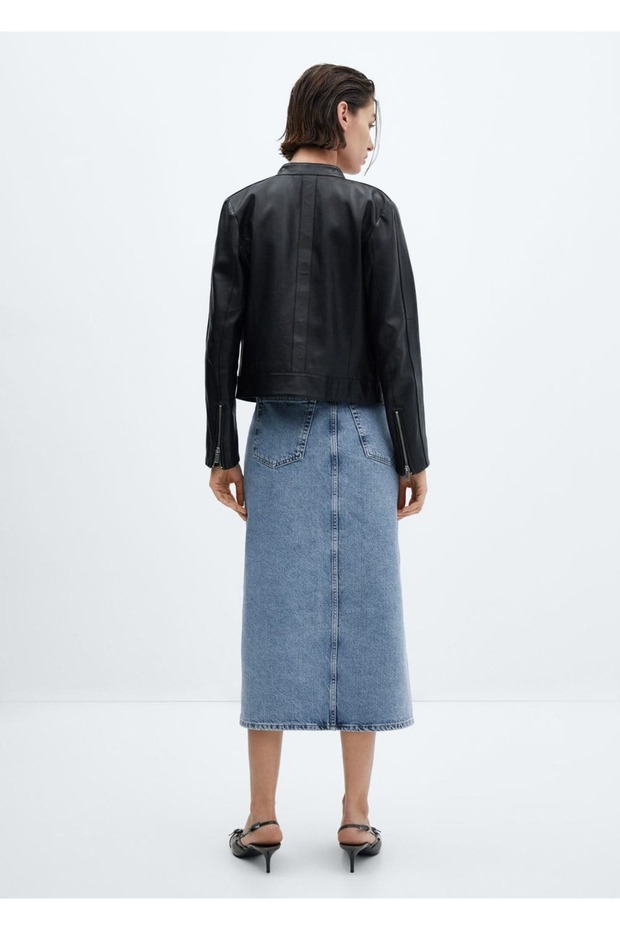 Midi denim etek - 4