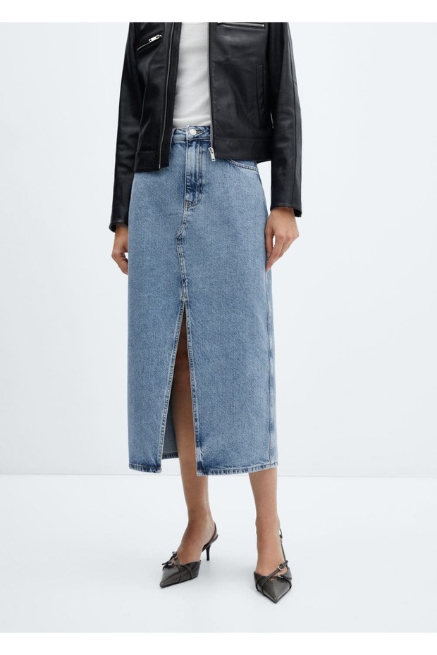 Midi denim etek - 1