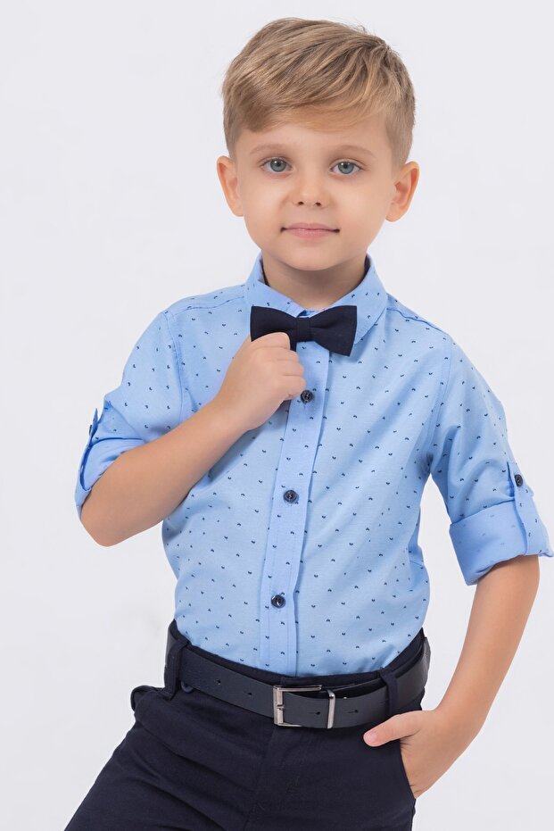 بدلة قميص للأولاد بنمط أوراق الشجر - 1