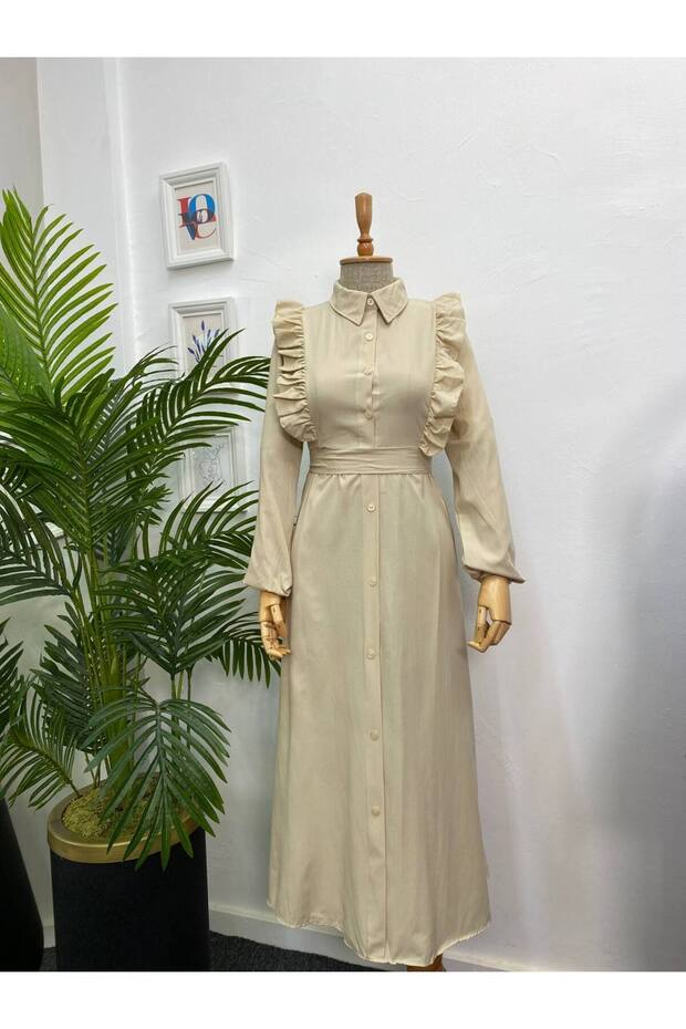 7201- Rochie Hijab Bej - 3