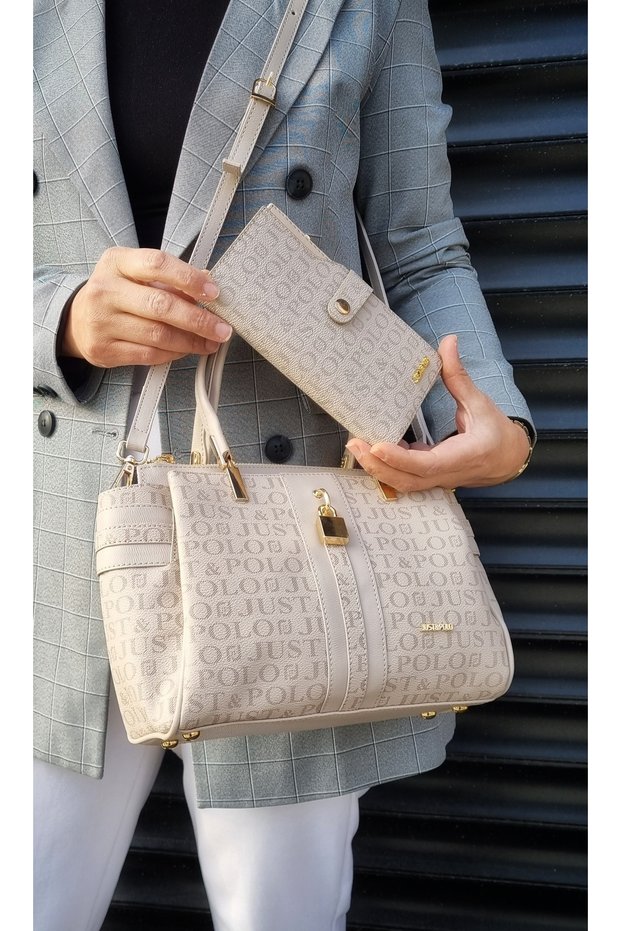 JUSTPOLO WOMEN'S STONE 4 COMPARTMENT HAND AND SHOULDER BAG