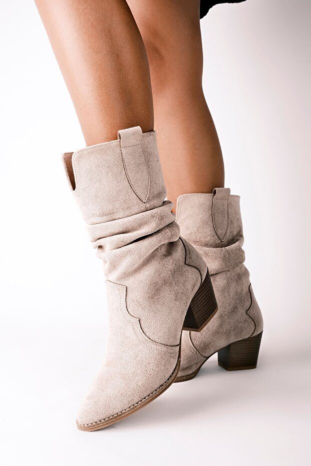 Women's Cowboy Boots Drawstring-S.CREAM