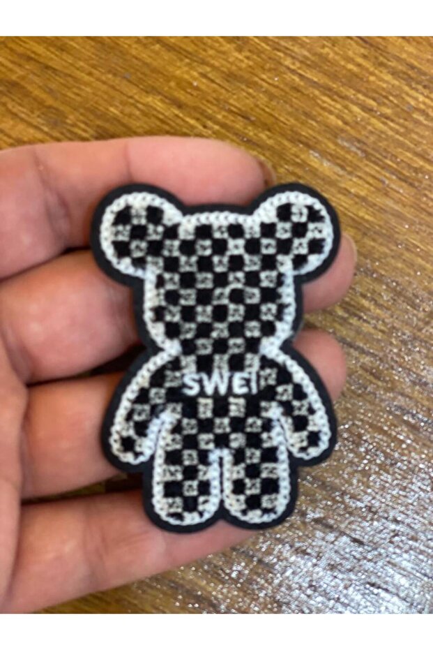 7x4 Cm Iron-On Plaid Embossed Bear Applique Rigging Patch Sewing Hobby Accessory