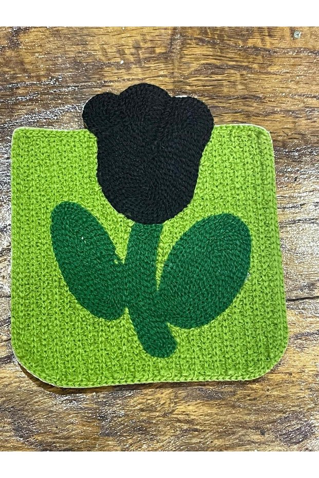 12x10 Cm Woven Black Tulip Square Sewing Clothing Accessory Applique Patch Embroidery