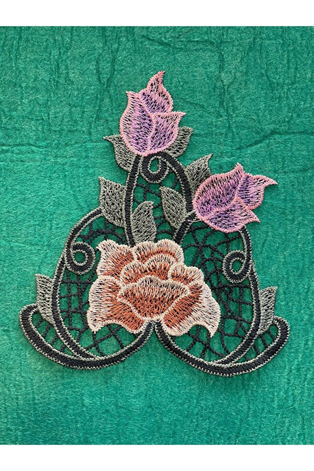 16x13 Cm Embroidery Embroidered Rose And Tulip Flower Bud Applique Sewing Accessory
