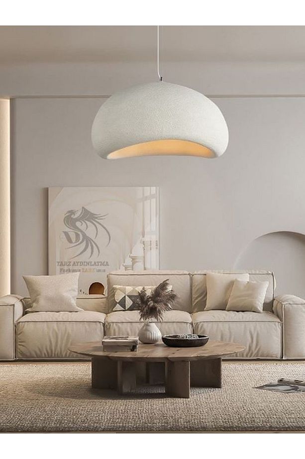 Kaya Beton Tekli Sarkıt Avize Beton E27 Modern Avize 50cm Çap - 7