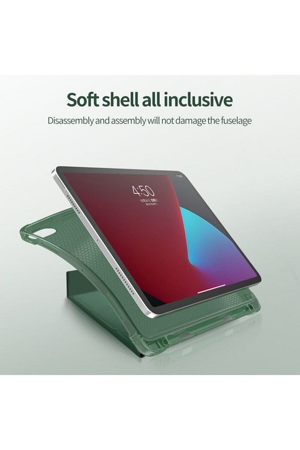 Apple Ipad Air 2 9.7" Uyumlu Kılıf Kalem Bölmeli Trifolding Silikon A1566 A1567 - 7