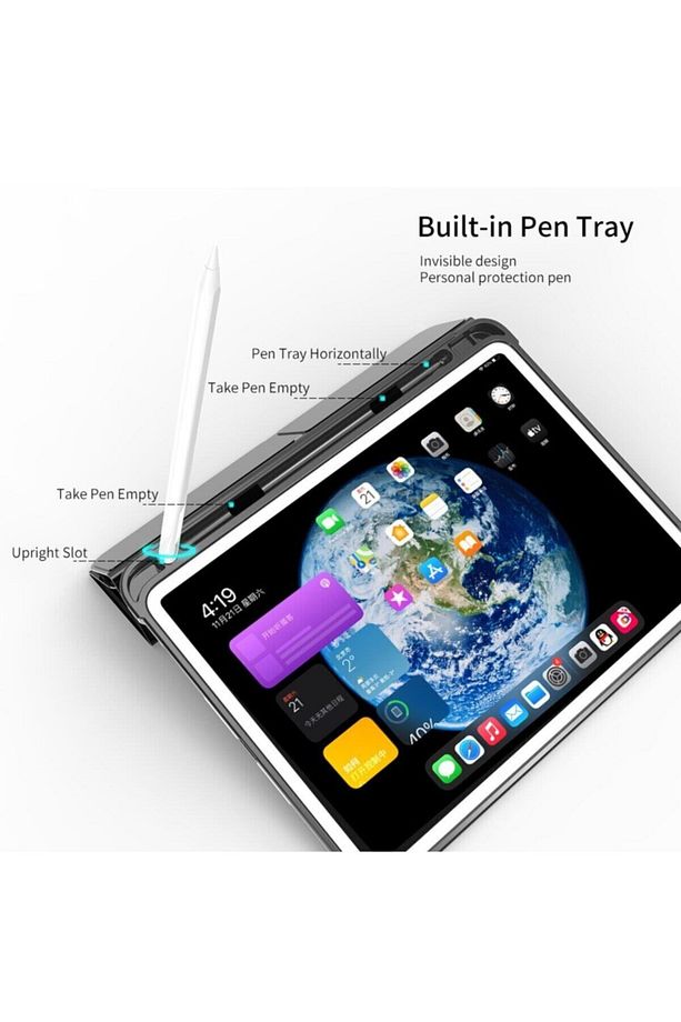 Apple Ipad Air 2 9.7" Uyumlu Kılıf Kalem Bölmeli Trifolding Silikon A1566 A1567 - 8
